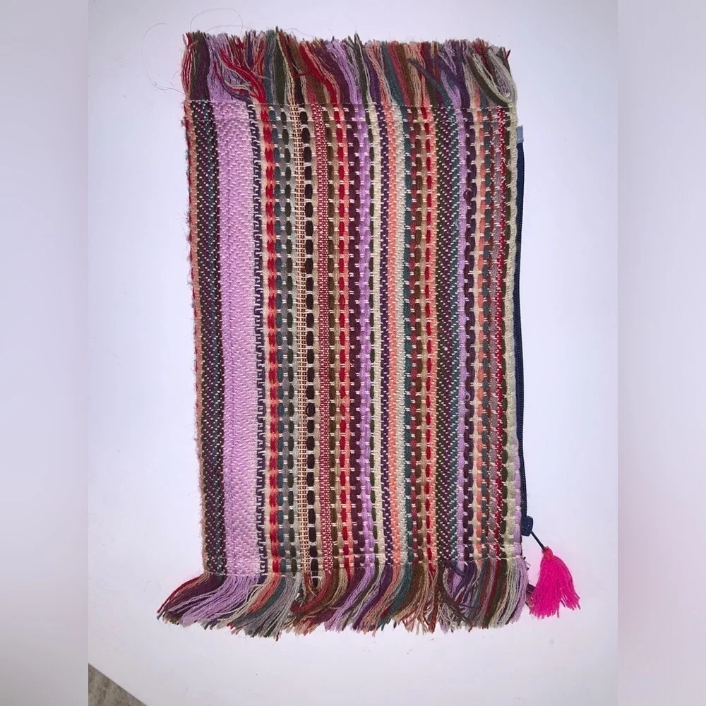Karma Living Wonderlust Fringe Multicolor Woven Pouch